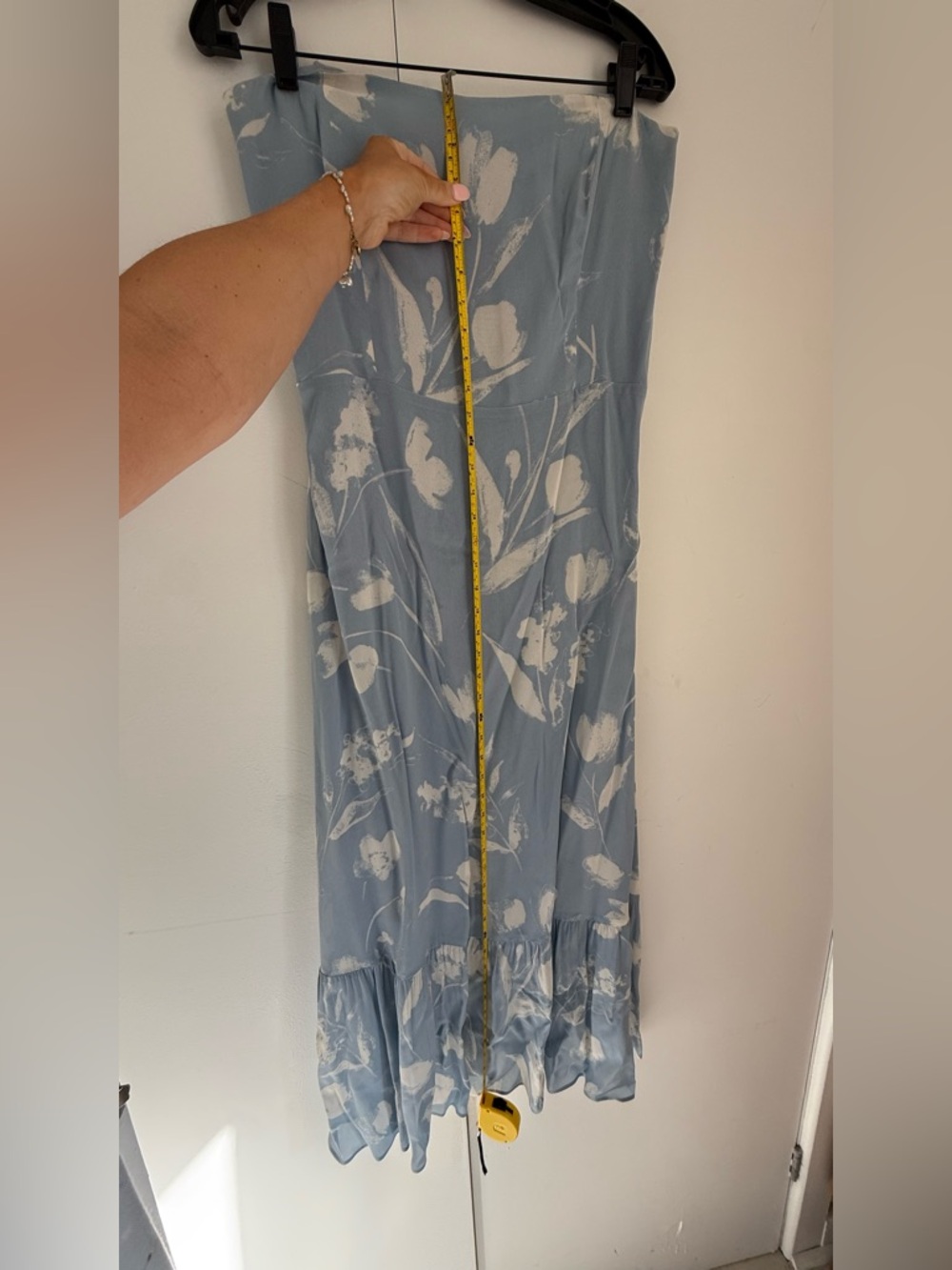 Reformation Arta Strapless Blue Floral Long Dress in Clarity size 12 - Picture 10 of 10
